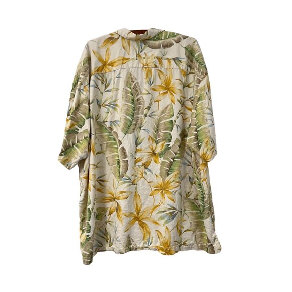 Tommy Bahama Men Beige Bamboo Floral Hawaiian Silk Short Sleeve Button Shirt XXL - Picture 3 of 5